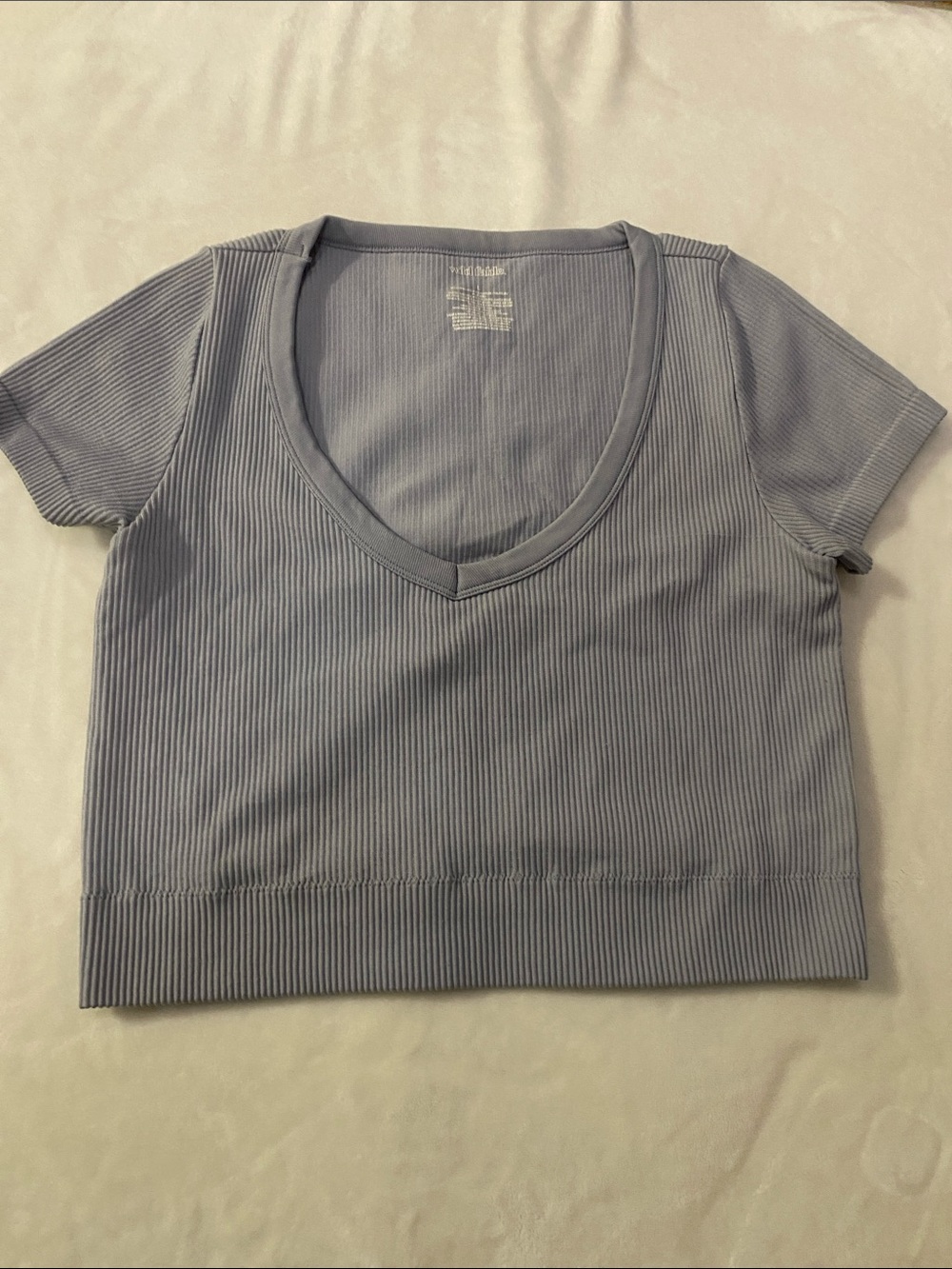 wild fable Ribbed V-Neck Crop Top - Lavender